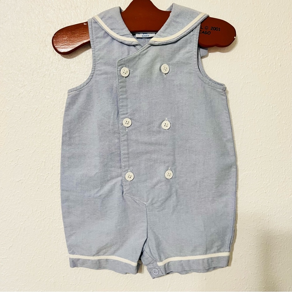 Hartstrings Baby One Piece Sailor Style Romper with White Details 💯 Cotton 12M